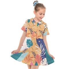 Tropical Pattern Kids  Short Sleeve Shirt Dress by Valentinaart