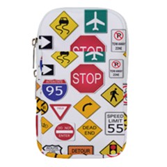 Street Signs Stop Highway Sign Waist Pouch (large) by Simbadda