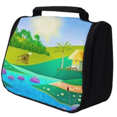 Tropical Resort Huts Lake River Full Print Travel Pouch (big) by Simbadda