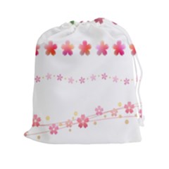 Sakura Border Cherry Blossom Drawstring Pouch (xxl) by Simbadda