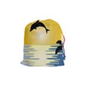 Ocean Sunset Dolphin Palm Tree Drawstring Pouch (Medium) View1