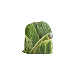 Leaves Striped Pattern Texture Drawstring Pouch (xs) by Simbadda