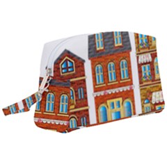 City Buildings Brick Architecture Wristlet Pouch Bag (large) by Simbadda