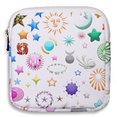 Shapes Stars Moon Sun Pattern Mini Square Pouch by Simbadda