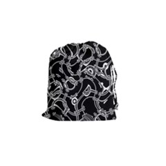 Unfinishedbusiness Black On White Drawstring Pouch (small) by designsbyamerianna