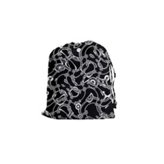 Unfinishedbusiness Black On White Drawstring Pouch (small) by designsbyamerianna