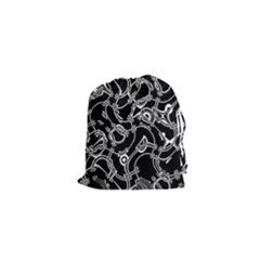Unfinishedbusiness Black On White Drawstring Pouch (xs) by designsbyamerianna