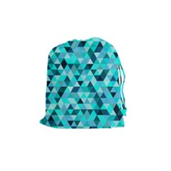 Teal Triangles Pattern Drawstring Pouch (medium) by LoolyElzayat