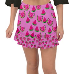 Watermelons Pattern Fishtail Mini Chiffon Skirt by bloomingvinedesign