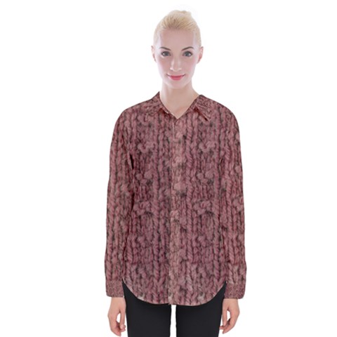 Knitted Wool Rose Womens Long Sleeve Shirt by snowwhitegirl