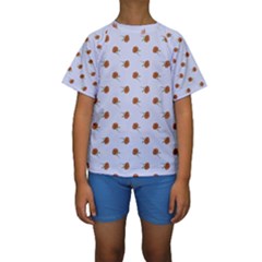 Peach Rose Blue Kids  Short Sleeve Swimwear by snowwhitegirl