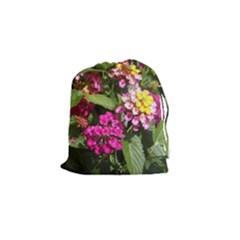 Summer Lantana W Bee Drawstring Pouch (small) by Riverwoman