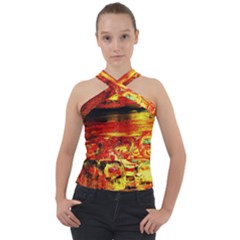 Secret Sign Of Masons Cross Neck Velour Top by bestdesignintheworld