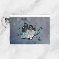 Sport, Surfboard With Flowers And Fish Canvas Cosmetic Bag (medium) by FantasyWorld7