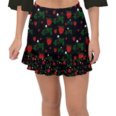 Strawberries Pattern Fishtail Mini Chiffon Skirt by bloomingvinedesign