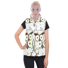 Owl Bird Eyes Cartoon Good Women s Button Up Vest by Sudhe