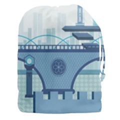 Blue City Building Fantasy Drawstring Pouch (xxxl) by Sudhe