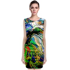 Artistic Nature Painting Sleeveless Velvet Midi Dress by Sudhe