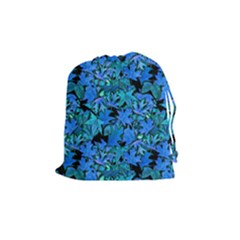 Fall Leaves Blue Drawstring Pouch (medium) by bloomingvinedesign