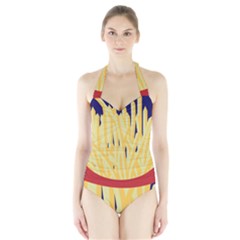 French Fries Potato Snacks Food Halter Swimsuit by Simbadda