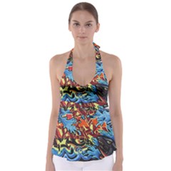 Graffiti Colourful Street Art Art Babydoll Tankini Top by Simbadda