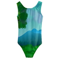 Landscape Illustration Nature Tree Kids  Cut-out Back One Piece Swimsuit by Simbadda
