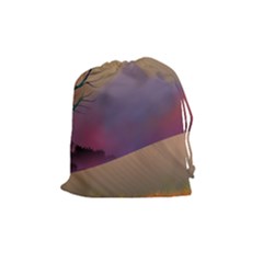 Landscape Illustration Nature Sky Drawstring Pouch (medium) by Simbadda