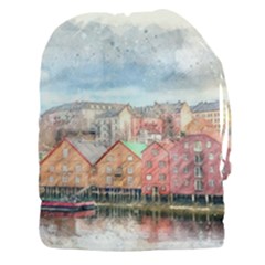 Architecture City Buildings River Drawstring Pouch (xxxl) by Simbadda