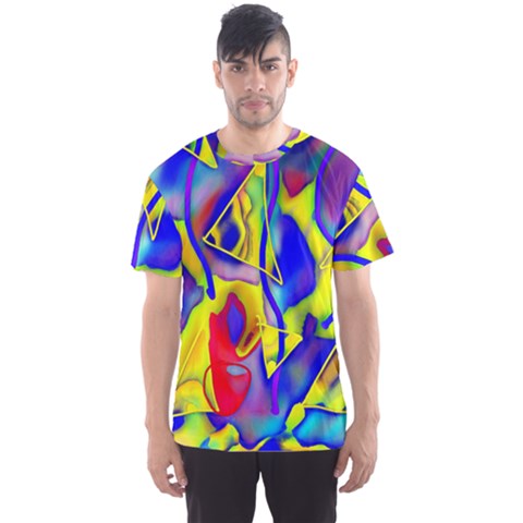Yellow Triangles Abstract Men s Sports Mesh Tee by bloomingvinedesign