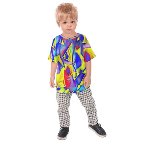 Yellow Triangles Abstract Kids  Raglan Tee by bloomingvinedesign
