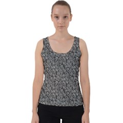 White Swirls On Gray Velvet Tank Top by bloomingvinedesign