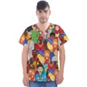 Nations Seamless Illustration Men s V-Neck Scrub Top View1