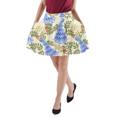 Peacock Vector Design Seamless Pattern Fabri Textile A-line Pocket Skirt by Vaneshart
