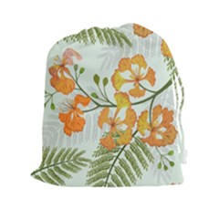 Peacock Flower Seamless Pattern Drawstring Pouch (xxl) by Vaneshart