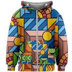 Colorful Geometric Mosaic Background Kids  Zipper Hoodie Without Drawstring by Vaneshart