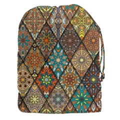 Colorful Vintage Seamless Pattern With Floral Mandala Elements Hand Drawn Background Drawstring Pouch (xxxl) by Vaneshart