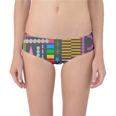 Pattern Geometric Abstract Colorful Arrows Lines Circles Triangles Classic Bikini Bottoms by Vaneshart