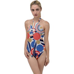 Geometric Abstract Pattern Colorful Flat Circles Decoration Go With The Flow One Piece Swimsuit by Vaneshart