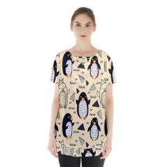 Hand Drawn Penguin Doodle Pattern Skirt Hem Sports Top by Vaneshart