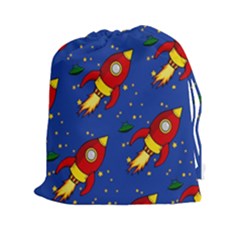 Space Rocket Pattern Drawstring Pouch (xxl) by Vaneshart
