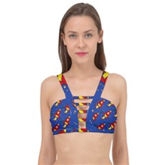 Space Rocket Pattern Cage Up Bikini Top by Vaneshart