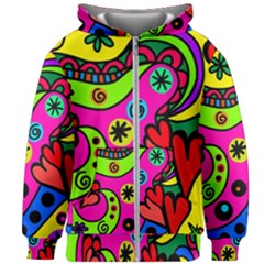 Seamless Doodle Kids  Zipper Hoodie Without Drawstring by Vaneshart