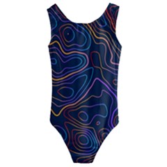 Topographic Colorful Contour Illustration Background Kids  Cut-out Back One Piece Swimsuit by Vaneshart