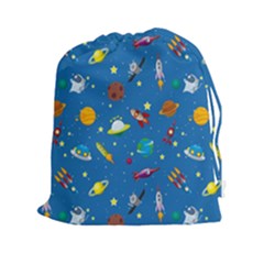 Space Rocket Solar System Pattern Drawstring Pouch (xxl) by Vaneshart