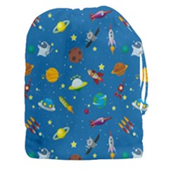Space Rocket Solar System Pattern Drawstring Pouch (xxxl) by Vaneshart