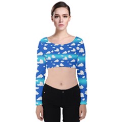 Clouds Velvet Long Sleeve Crop Top by bloomingvinedesign