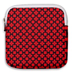 Pattern Red Black Texture Cross Mini Square Pouch by Simbadda