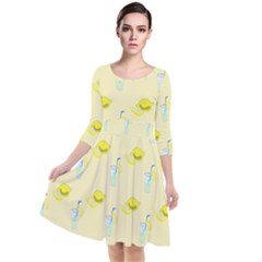 Lemonade Polkadots Quarter Sleeve Waist Band Dress by bloomingvinedesign
