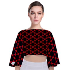 Pattern Seamless Texture Design Tie Back Butterfly Sleeve Chiffon Top by Simbadda