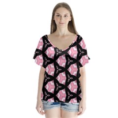 Backgrounds Texture V-neck Flutter Sleeve Top by Simbadda